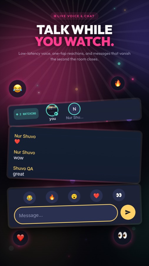 Chat, reactions and voice under the video